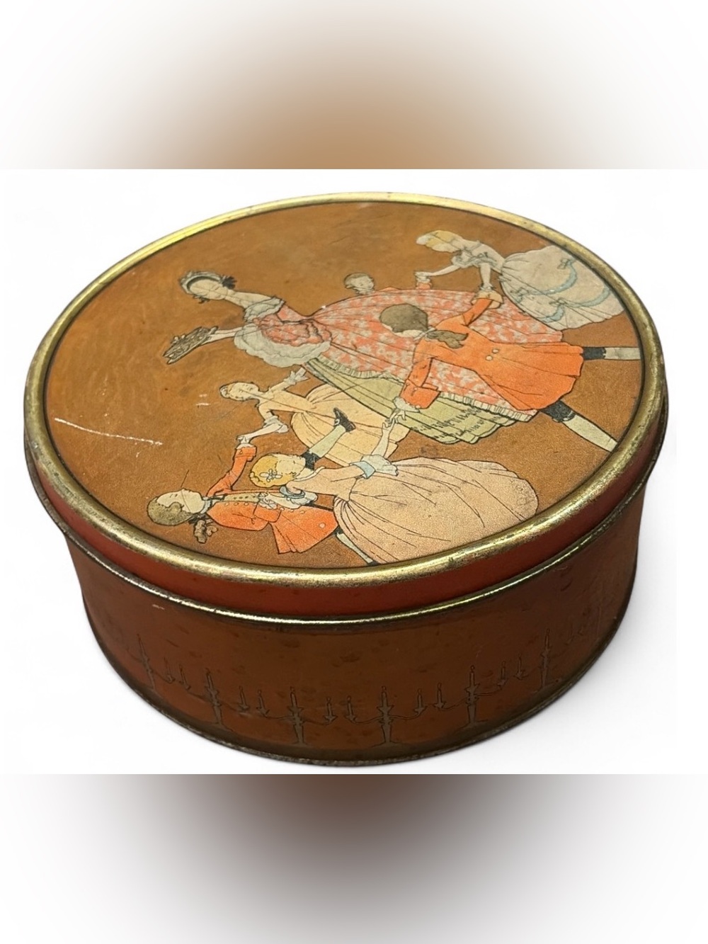 Uneeda Nabisco Vintage Tin National Biscuit Co Storage Keepsake Box Woman w Kids